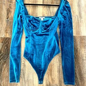 Gorgeous aqua velvet bodysuit